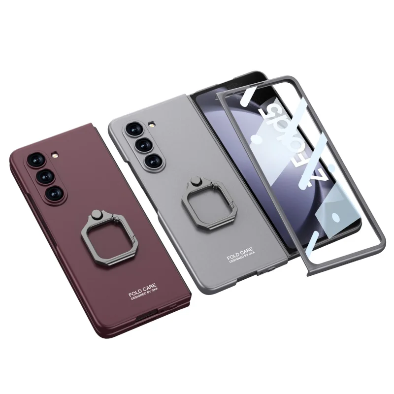 Металлическое кольцо 2 в 1 Чехлы для Samsung Galaxy Z Fold 5, Ультратонкий чехол из поликарбоната, с закаленной пленкой для переднего экрана, LBE (art.: 3920c2ca765d7) - 3920c2ca765d7