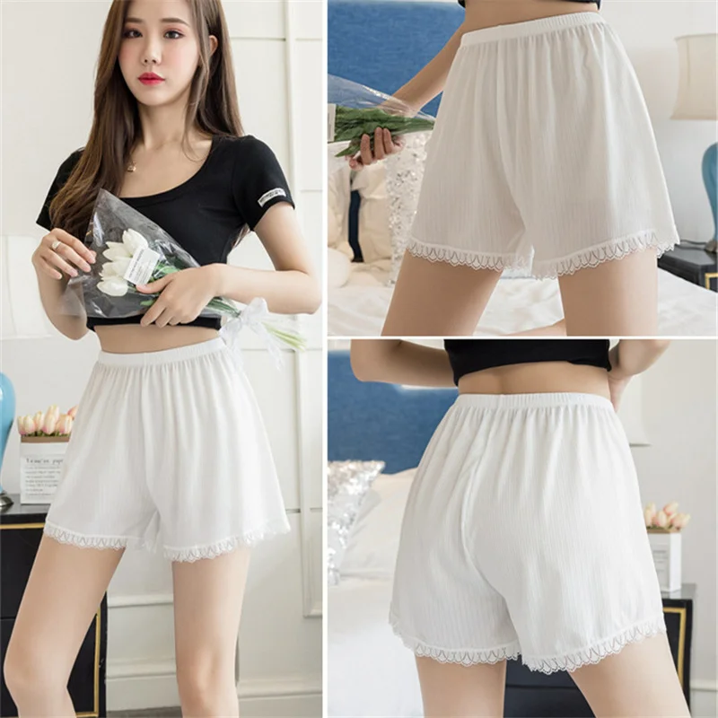 Summer NEW Loose Ice Silk Safety Pants Women's Large Size Anti-glare Thin Bottoming Shorts High Waist Breathable Leggings