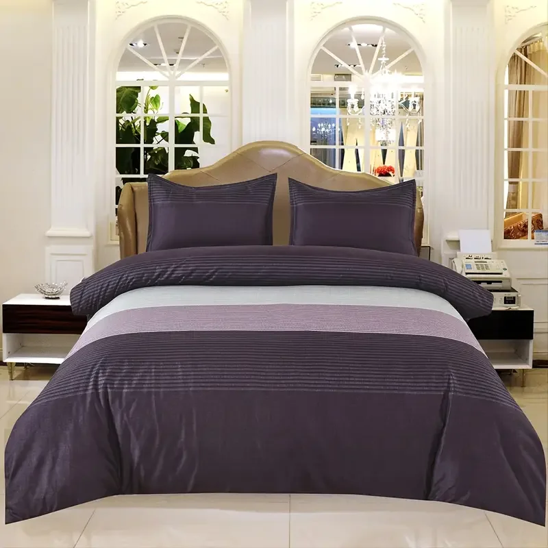 

HMTX 3pcs Striped Gradient Printing Duvet Cover Set (1* Duvet Cover + 2* Pillowcase, No Pillow & No Duvet)