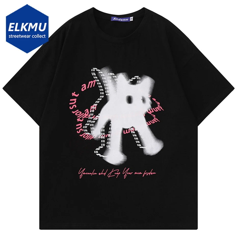 

Футболка Y2K мужская с принтом в стиле хип-хоп, хлопковая тенниска с короткими рукавами, уличная одежда в стиле Харадзюку, черная белая, лето ...