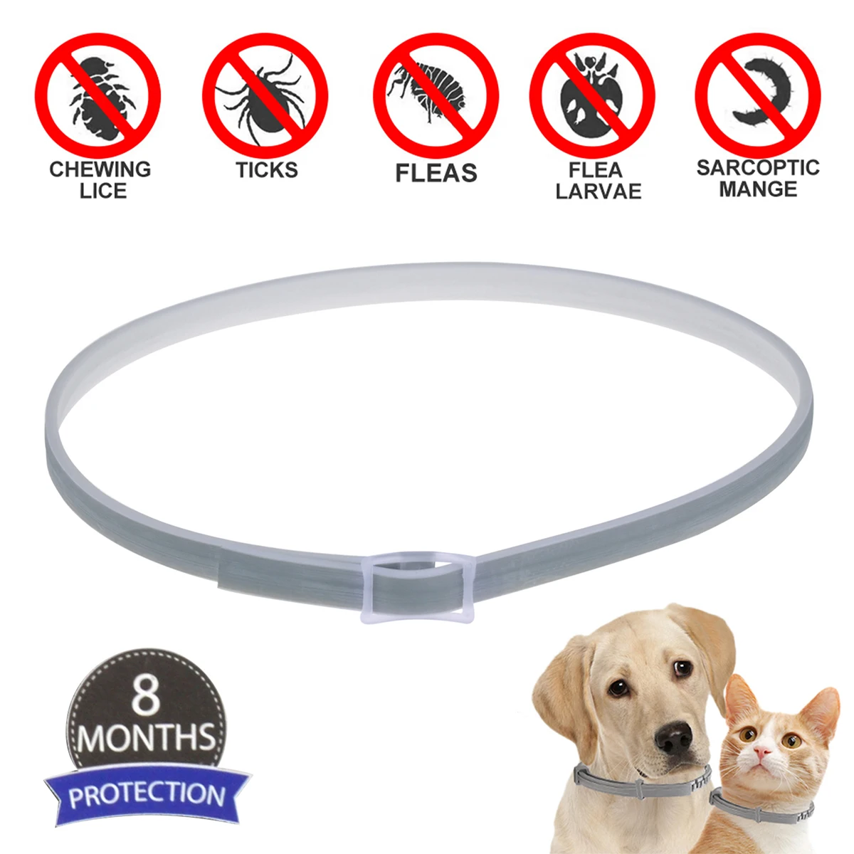 

Dogs Mosquitoe Repellent Collar Pet Antiparasitic Anti Flea Tick Collar For Small Large Dog Cat Leash Retractable Dog Accessorie