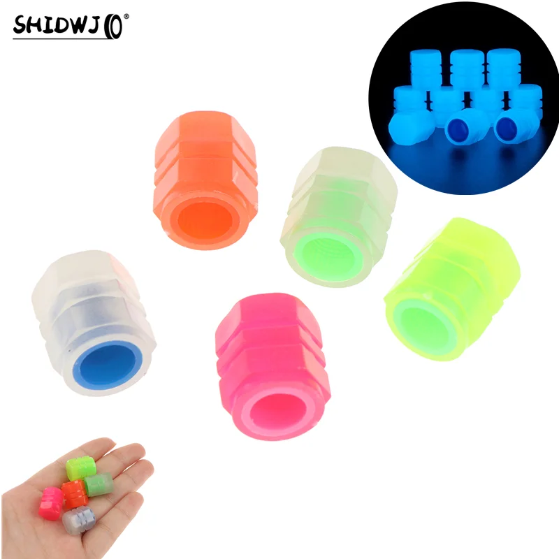 

New Fluorescent Valve Cap Car Tire Valve Caps Luminous Tire Cover Car Wheel Plugs ABS Tire Nipple Caps For Car Bike Motorcycle