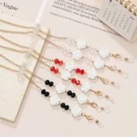 boho acrylic rose flower glasses chain crystal bead chain for glasses mask lanyard sunglasses straps fashion accessories