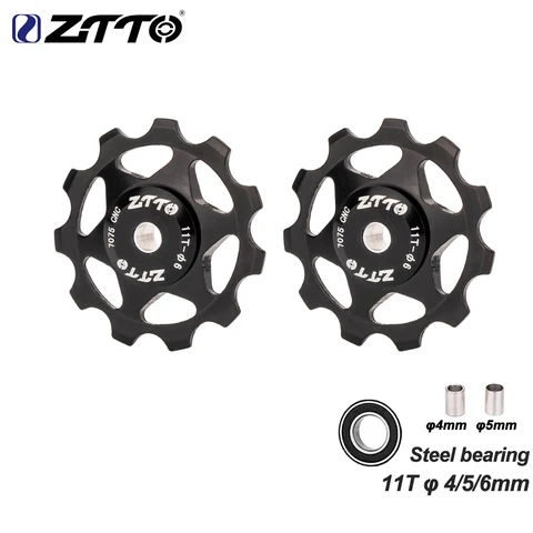 Задний переключатель ZTTO 11T 13T для горного велосипеда, Jockey Wheel, стальной подшипник, шкив AL7075, направляющая для дорожного велосипеда с ЧПУ, направляющий ролик, 4 мм, 5 мм, 6 мм