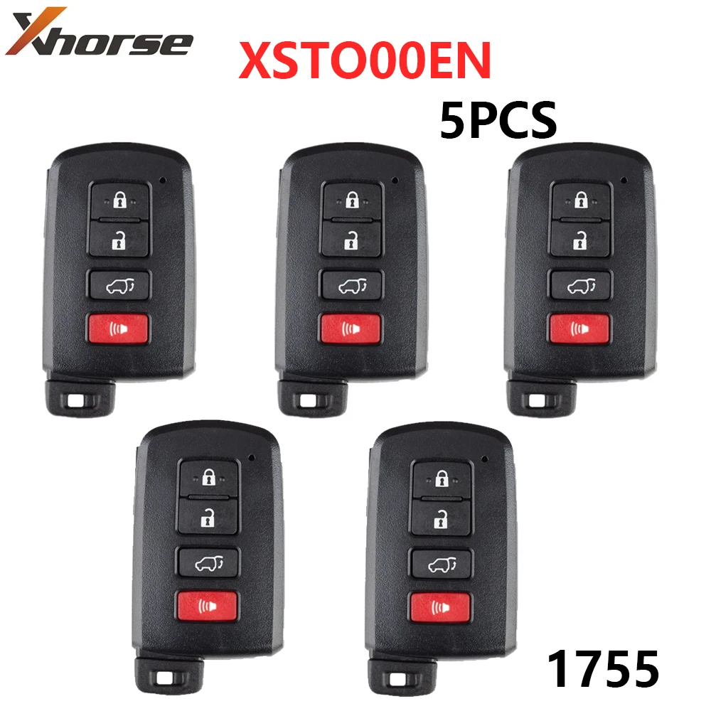 

5Pcs/Lot Xhorse XSTO00EN XM Smart Key Shell 1755 with 3+1 Buttons with XM Smart Key PCB for Toyota Support Re-generate