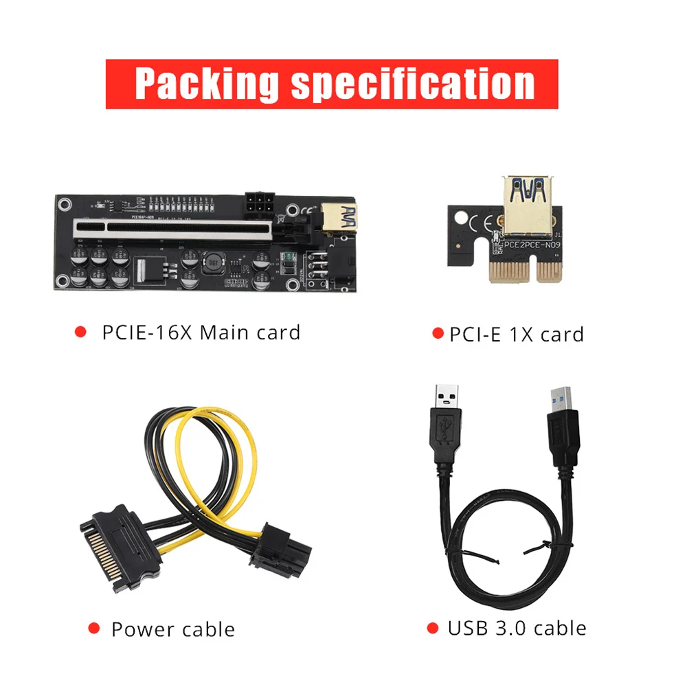 1-10PCS PCIE Riser 011 V011 Pro PCI E Express Card 1X to X16 Cable For Video 6pin Adapter Miner | Компьютеры и офис