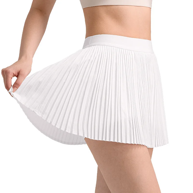 Women Sports Tennis Skirts High Waist Tights Yoga Shorts Dress With Pockets Pleated Pocket Skirt Anti-Exhaust Quick Dry