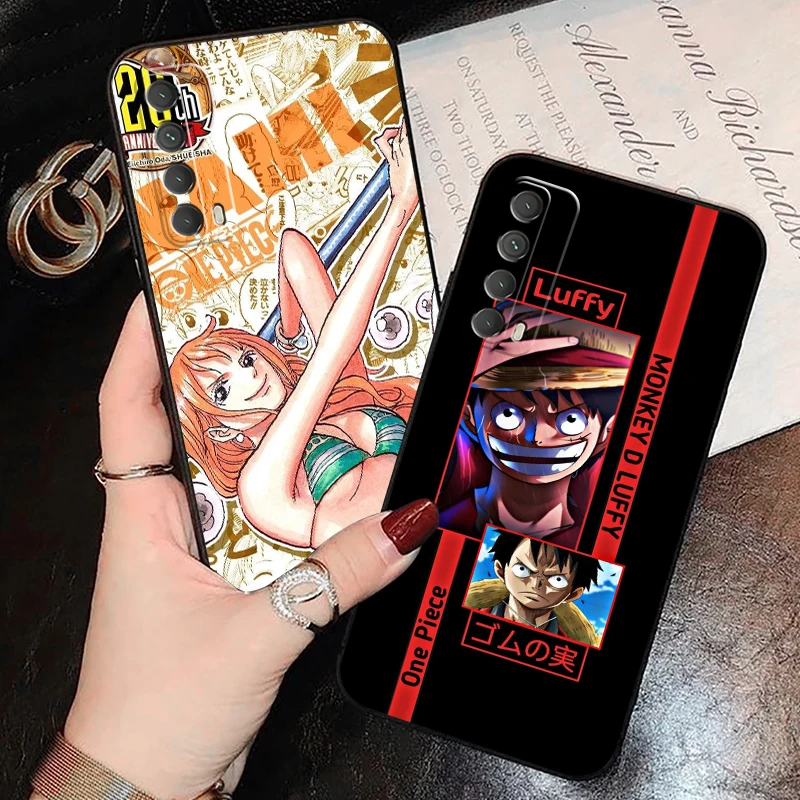 

ONE PIECE Anime Phone Case For Huawei P Smart Z 2019 2020 2021 P40 P30 P20 P10 Lite 5G Liquid Silicon Carcasa Black Back Coque