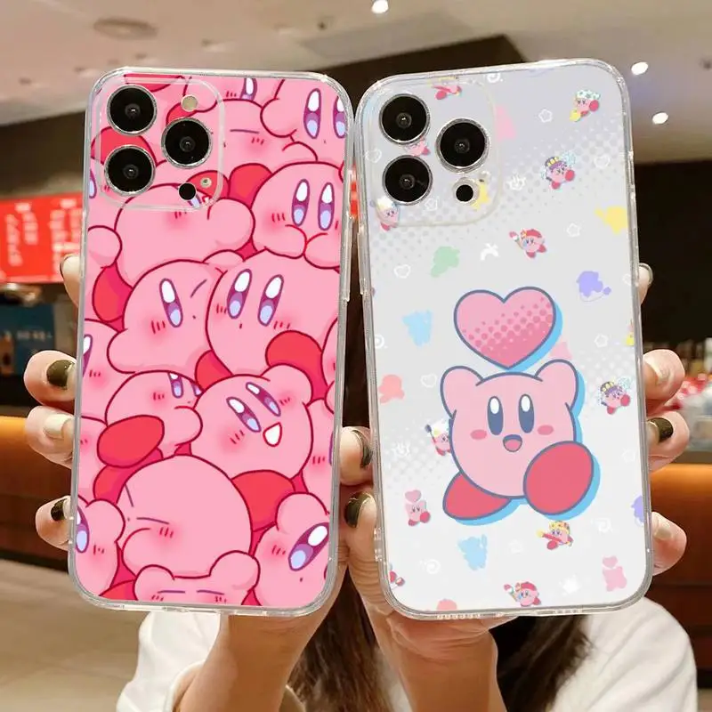 

Cute cartoon Kirby Phone Case For iphone 14 Plus 13 12 11 Pro Max Mini X XS XR Soft Transparent Cover
