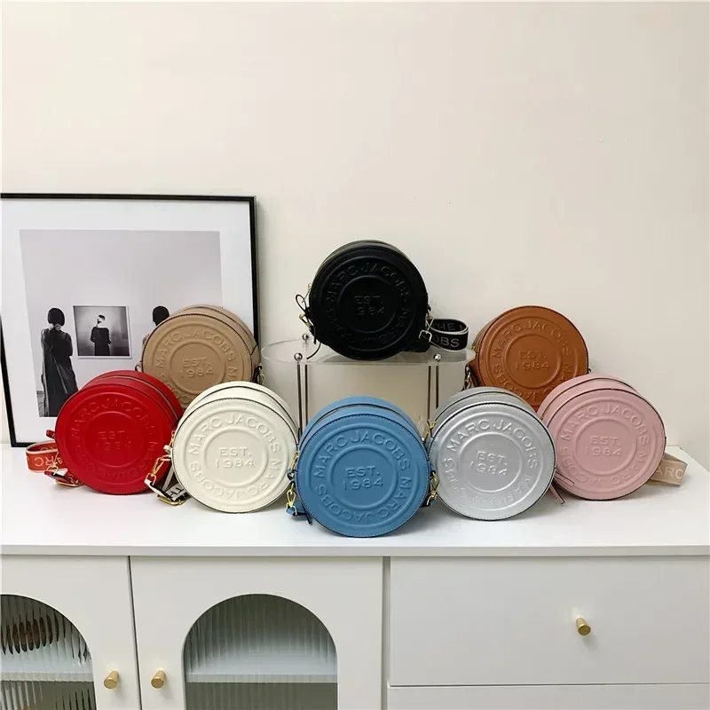 

New One-shoulder cross-body round Bag For Women Crossbody Female Handbag Solid Words Letter Leisure PU Luxury Designer Fashion