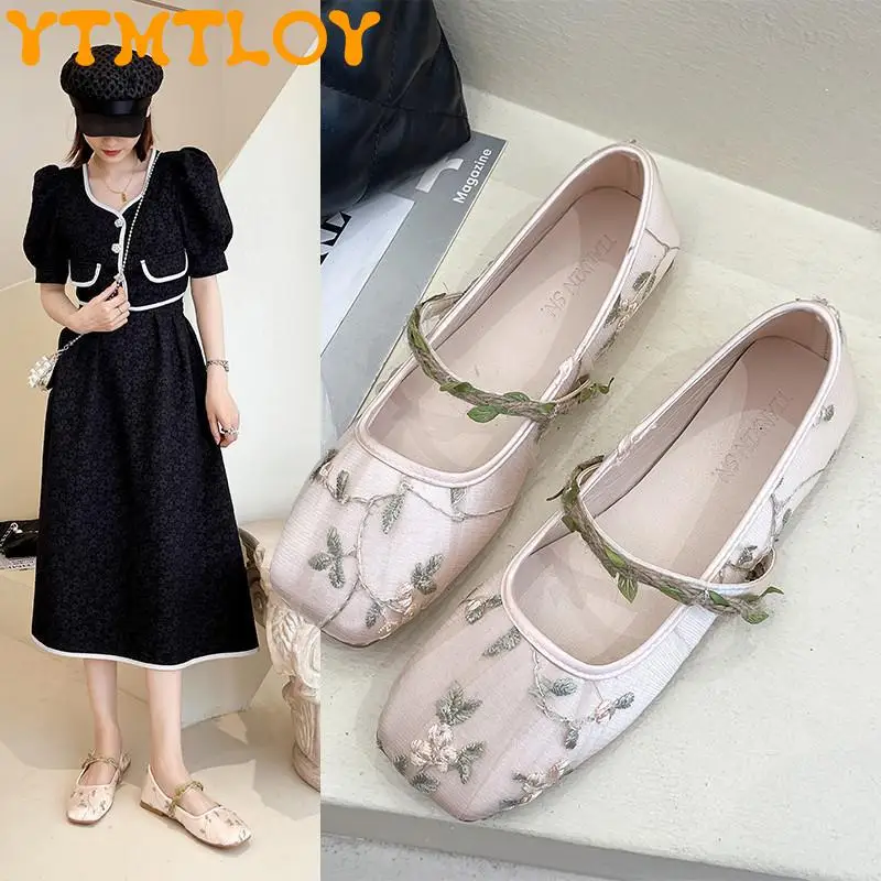 

Fashion Tribe Lace Mary Jane Shoes Women's 2022 Spring And Summer New Fairy Style Beanie Shoes Gentle And Flat Shoes Ballet Wome