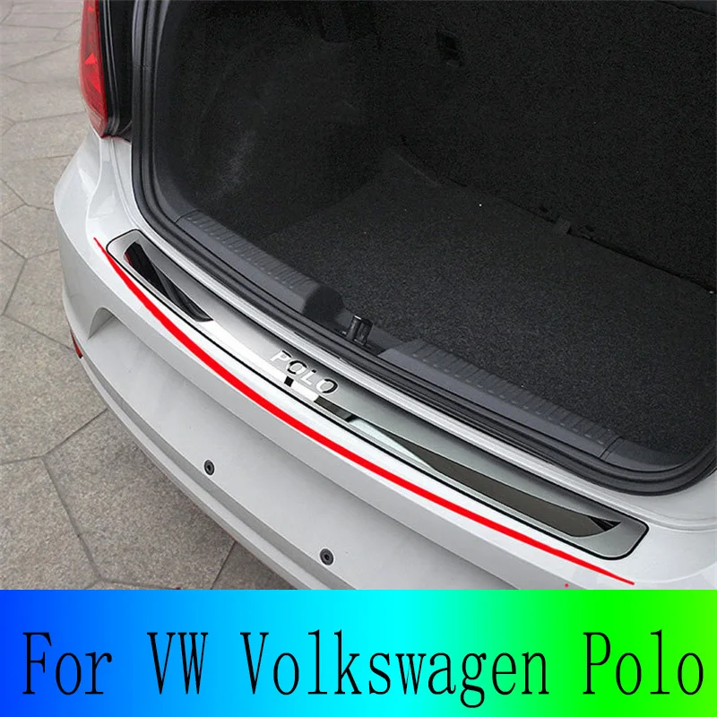 For VW Volkswagen Polo Lip on Bumper Sticker Rear Protector Door Sill Scuff Plates Accessories 304 Stainless Steel Chrome Trim