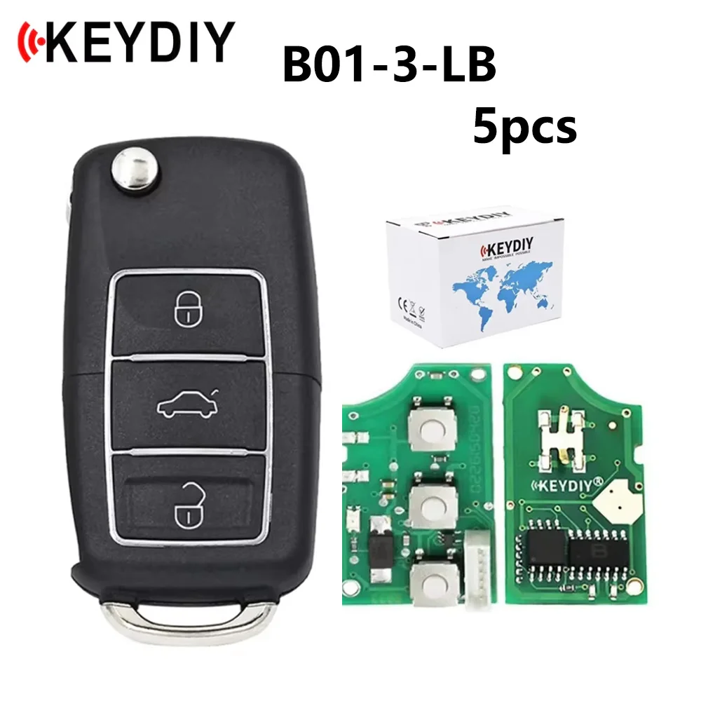 KEYDIY B-Series B01-3-LB Роскошный стиль черный оригинальный 3-кнопочный универсальный ключ