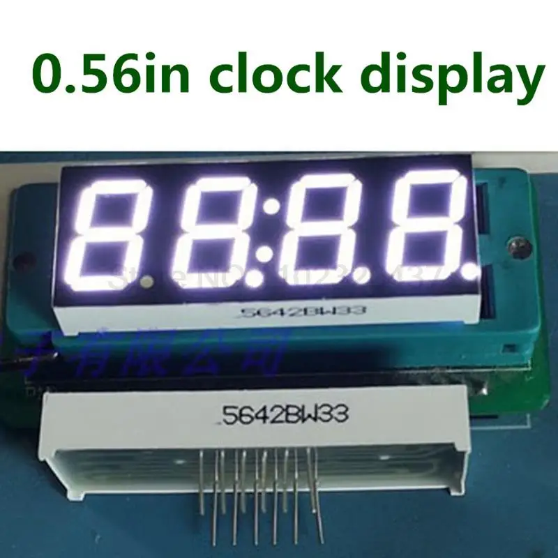 

White 0.56" 0.56in Clock LED Display 0.56 inch 7 Seven Segment 4 bit digital tube Common Anode Time 12 Pins digit tube