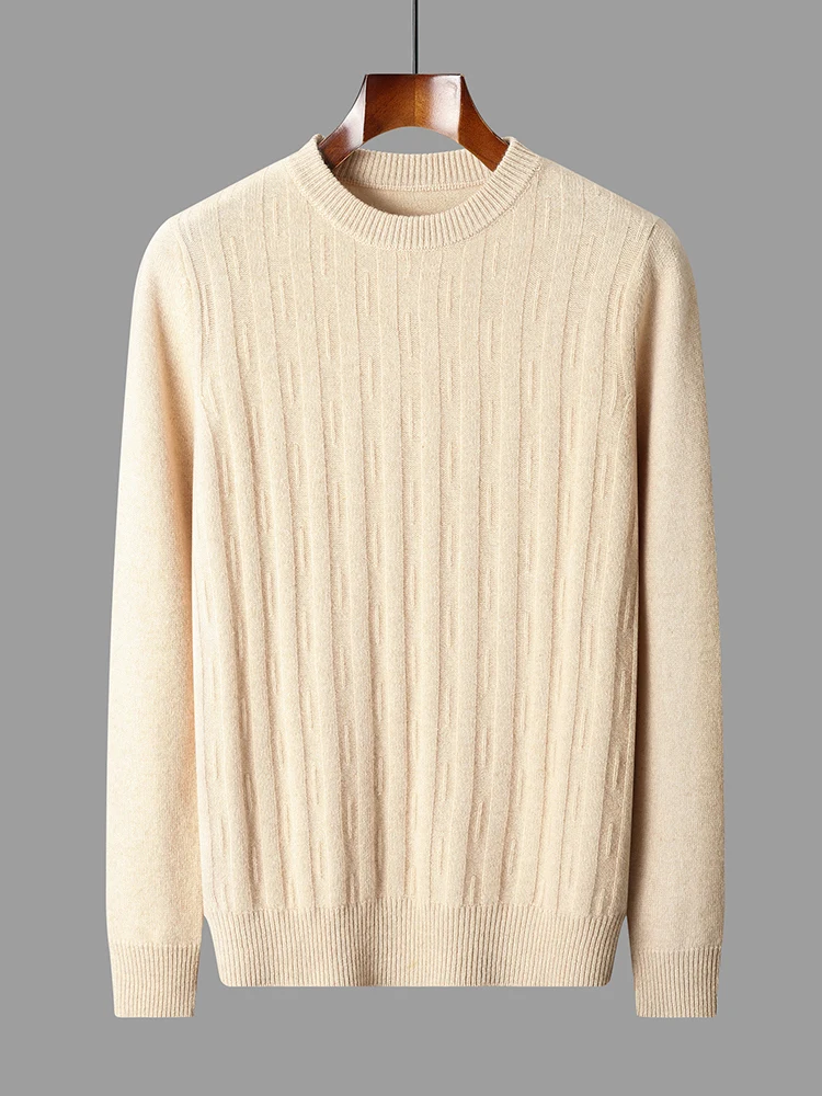 Осень-зима новинка 100% Стандартный Мужской трикотажный пуловер с круглым вырезом