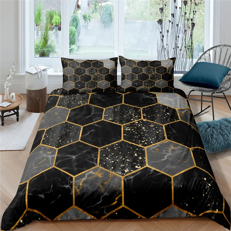 

Luxury 3D Geometry Print Kids Teens Bedding Set Comfortable Duvet Cover Pillowcase Home Textile Single Queen and King Size
