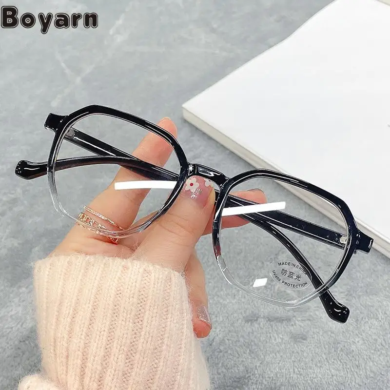 

Boyarn Xiaohongshu's Same High-definition Anti Blu Ray Glasses, Gafas De Sol Irregular Flat Lenses, Fashionable And Lightweight