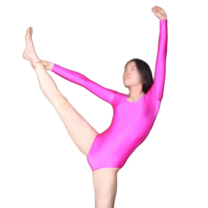 Лидер продаж пикантное блестящее боди с круглым вырезом и длинным рукавом топы