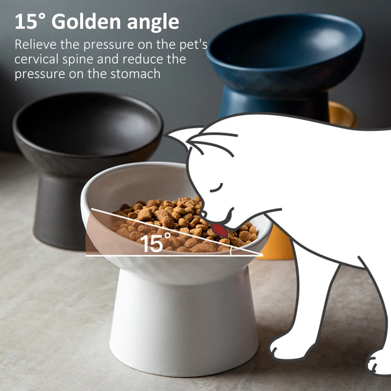 Керамическая миска для кормления животных Cat Nordic Style Food Water Bowl Pet Animal Ceramic Eating Dishes High Foot Raised Puppy Cats Matte Bowls Elevated Dog on.