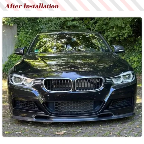 Черная губа из углеродного волокна / FRP для BMW 3 серии F30 F31 320i 328i 335i M Sport 2012-2017 Передний бампер, спойлер, разделители подбородка