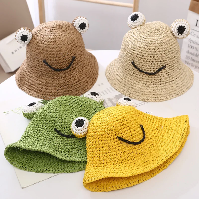 

New Children Bucket Hats Spring and Summer Shade Boy Straw Cap Baby Sun Hat Cute Girl Thin Fisherman Caps Kids Hats