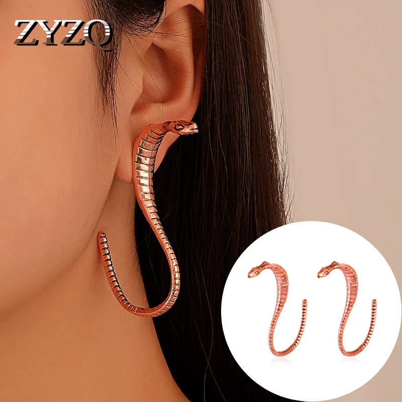 

ZYZQ винтажные готические витые серьги в виде змеи для женщин модные металлические серьги в виде животных Модные Коктейльные ювелирные издел...