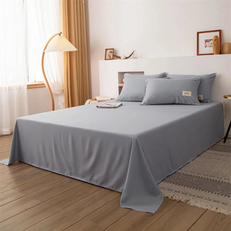 

Washed Cotton Flat Bed Sheet Solid Bed Cover Single Double Queen King Size Bedsheet Linens Soft Bedspread 2pcs Pillowcase