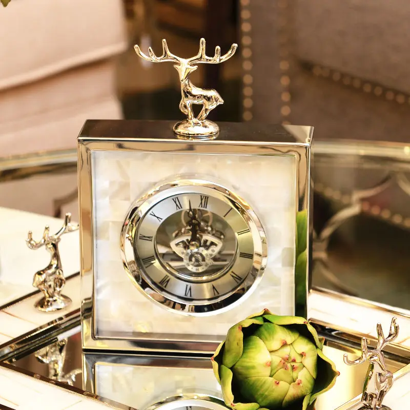 

Luxury Metal Table Clock Modern Design Ornament Creative Silent Table Clock Nordic Living Room Reloj De Mesa Home Decoration 50