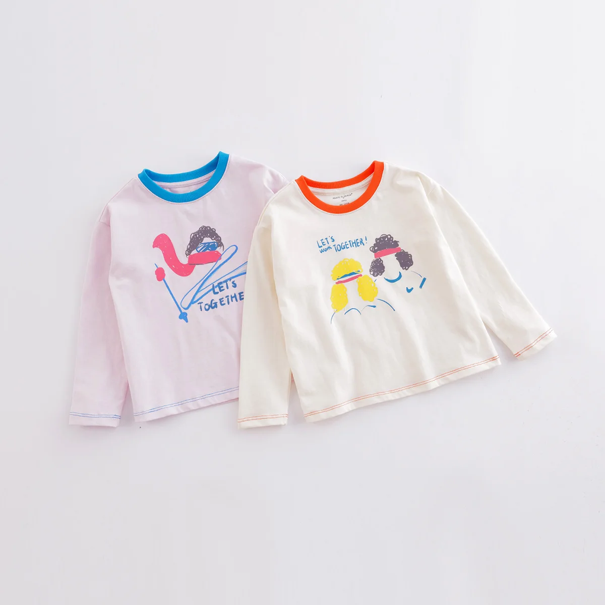 

Весна-Осень 221227, свободная хлопковая футболка с длинным рукавом для девочек, топ с принтом, детская модная Милая футболка с длинным рукавом