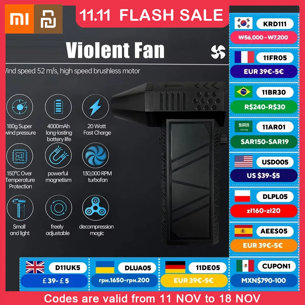 Ручной турбовентилятор Xiaomi Mijia X6 130000 об/мин