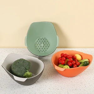 Multifunctional Drain Basket Silicone Double-Layer Storage Basin Vegetable Fruit Washing Basket Strainers Bowl Cleaning Tool