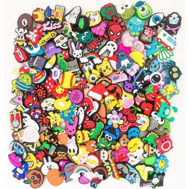 Lot of 100 Random Shoe Charms For Croc Sandals Funny Cartton Shoe Decoration Jibz Unisex Gifts