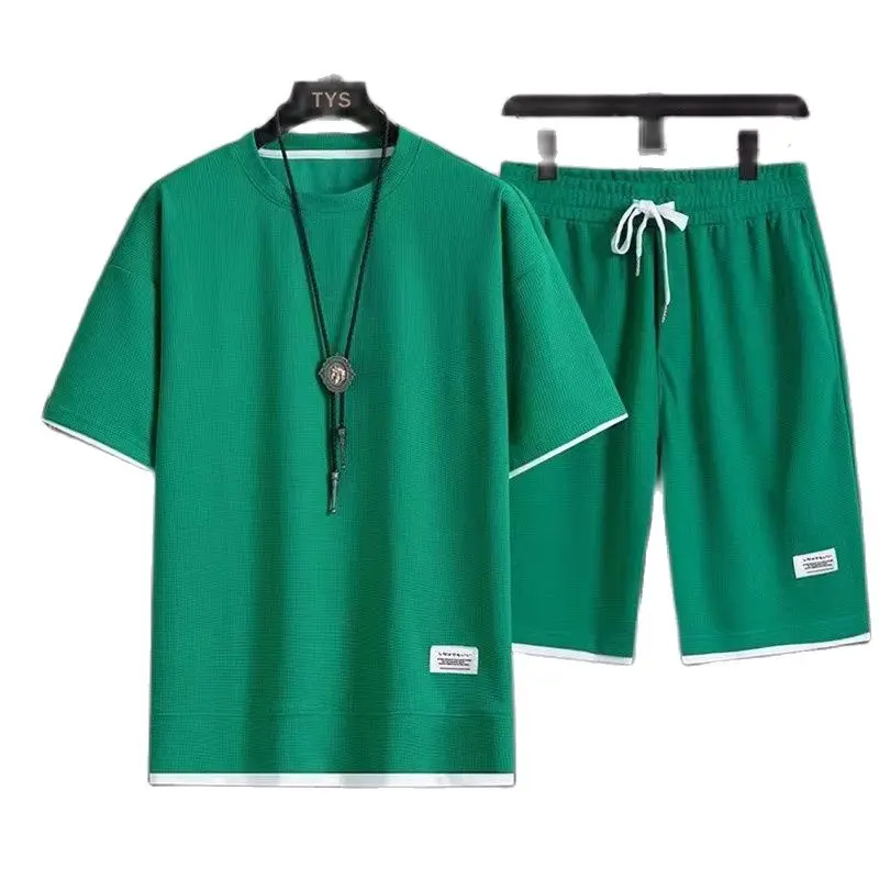 Summer Set Two Piece Linen Men's Casual T-shirt and Shorts Men's Sports Set Fashion Short Sleeve Sports Setpant Sets