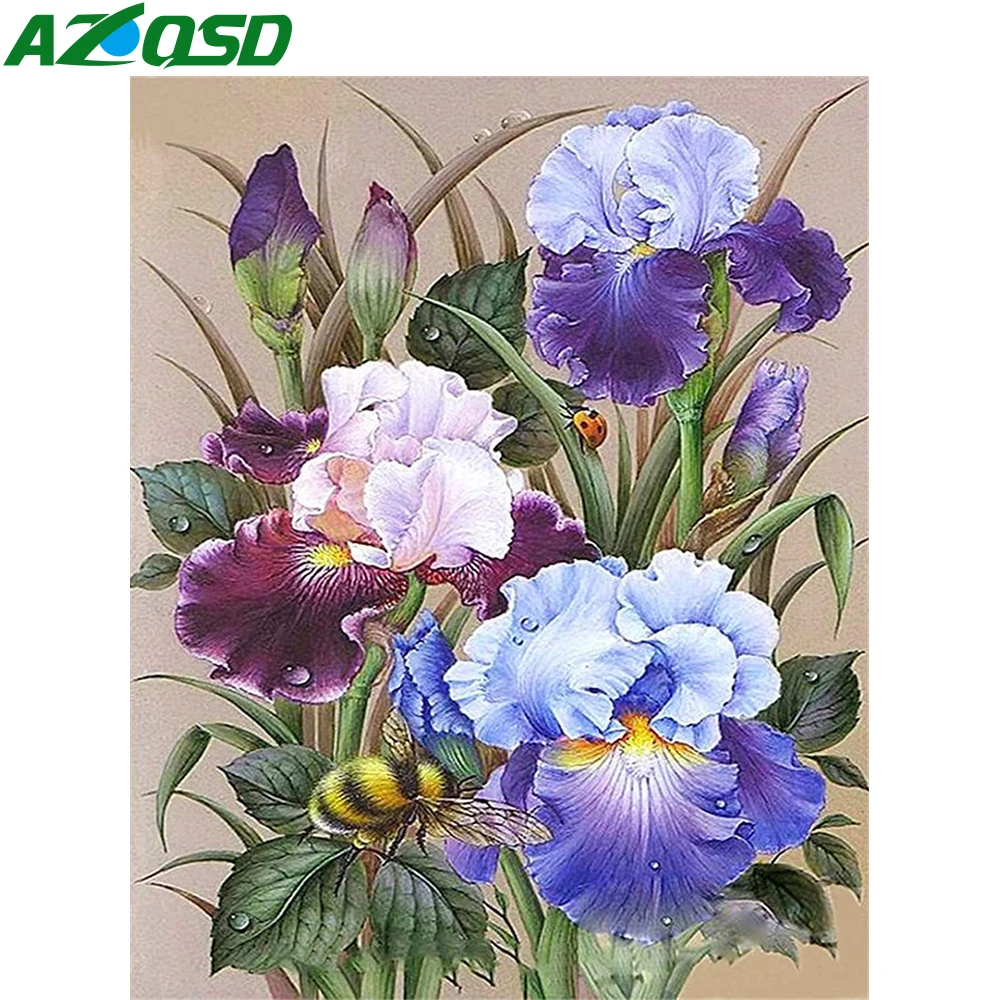 

AZQSD Oil Painting By Numbers Flower Diy Art Acrylic Picture On Canvas Home Decoration Framed 60x75cm Personalized Gift
