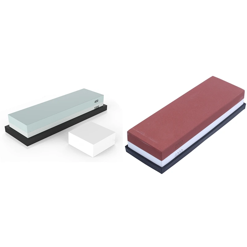 

Whetstone Sharpening Stone 2 Side Grit 400/1000 Knife Sharpener Waterstone & 2000/6000 Girt Water Stone For Knives