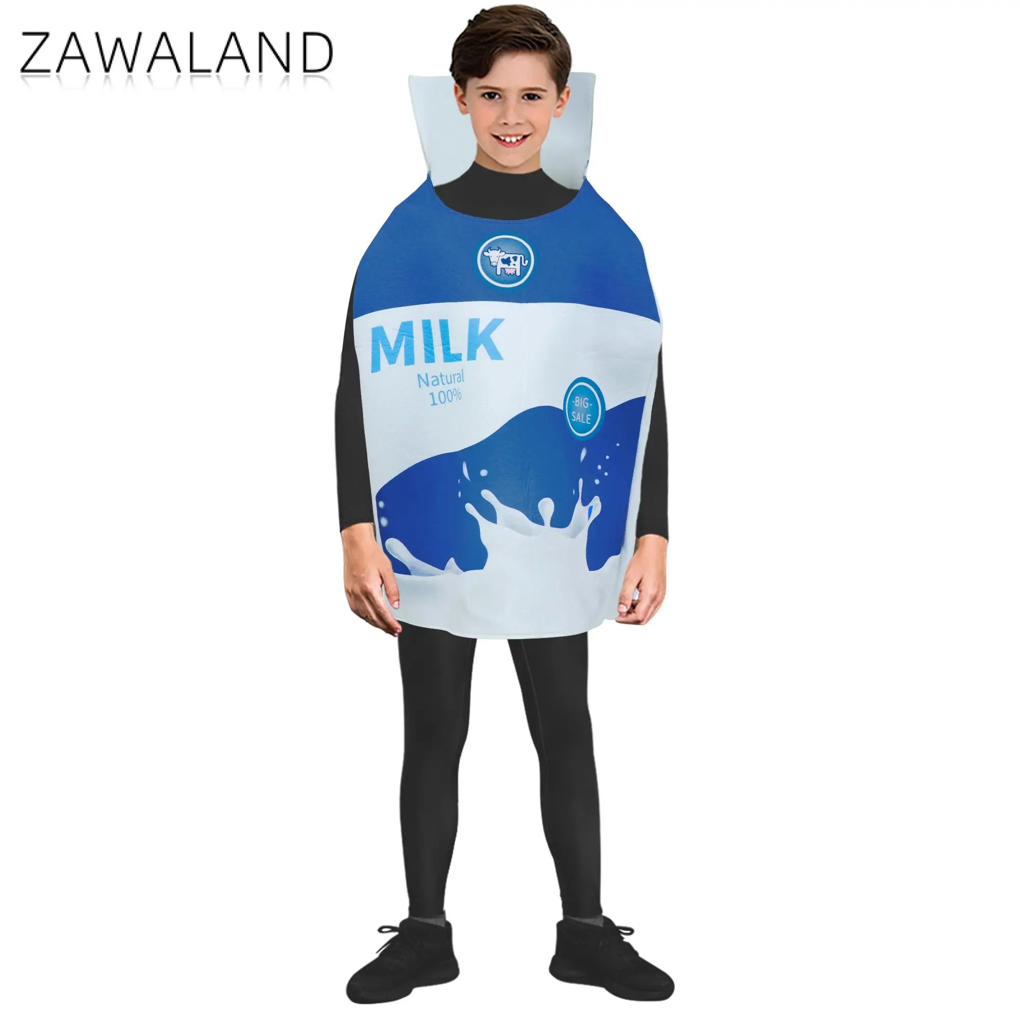 Костюм в картонной коробке для молока мальчиков на Хэллоуин забавная еда молоко