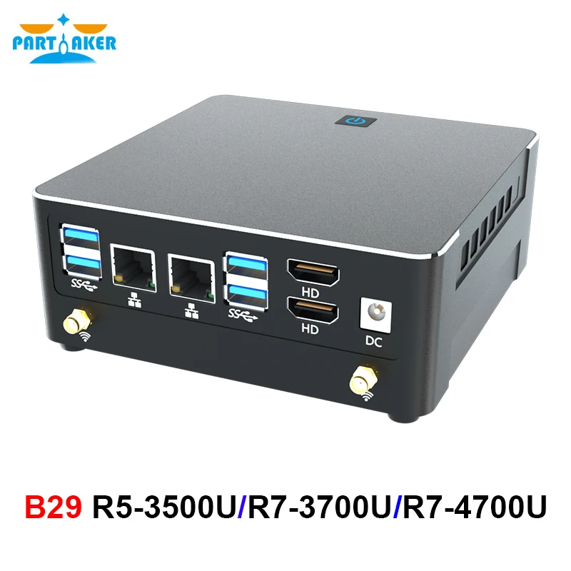 Мини-компьютер AMD Ryzen 5 3500U 7 3700U 7 4700U, настольный ПК Windows 11 Pro HTPC 2xHDMI 4K @ 60Hz 2xnics WiFi6 BT5.1, игровой ПК