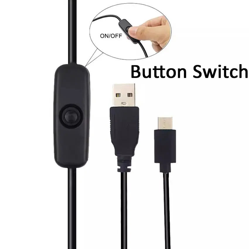 1-3 шт. USB-кабель типа C 5 В 3 А для Raspberry Pi 4 кабель питания с переключателем ВКЛ/ВЫКЛ RPI