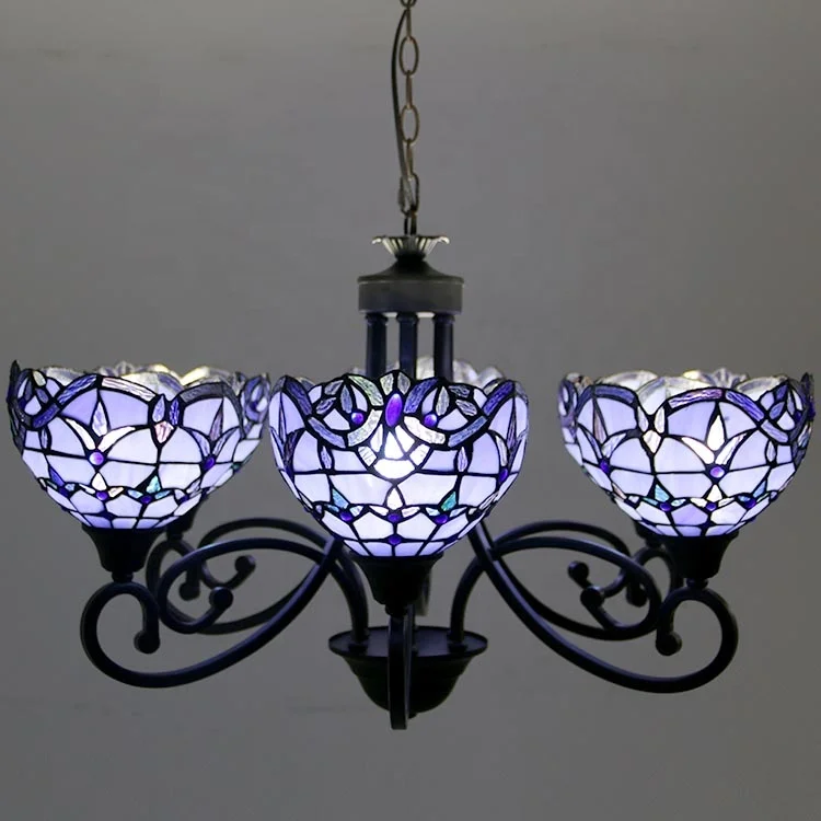 

LongHuiJing Luxury European Living Room Chandeliers Tiffany Baroque Stained Glass Lampshade Restaurant Ceiling Pendant Light
