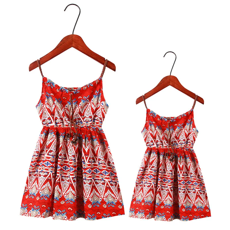 

Family Matching Outfits Mommy And Me Summer Dress Mother Kids Suspender Dresses Boho Baby Clothes Baby And Mom Matching Clothes