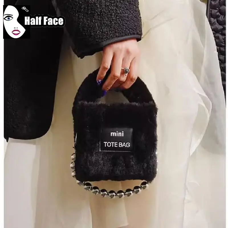 

Женская готическая осенне-зимняя Сумочка Y2K в стиле Харадзюку для девушек, усовершенствованная пушистая сумка на одно плечо в стиле панк, Лолита, сумки-тоут через плечо с цепочкой