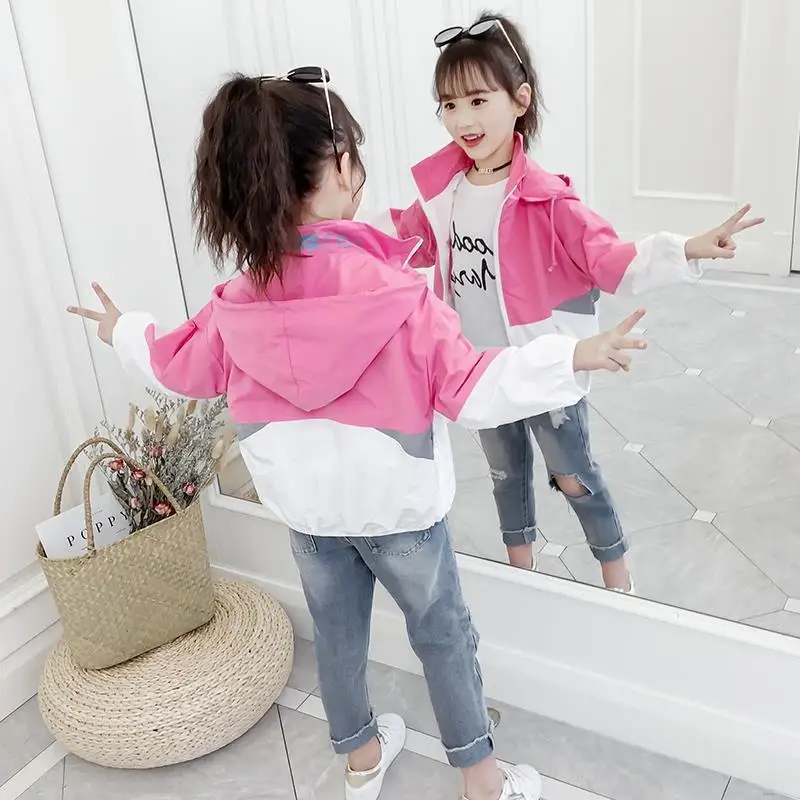 

Куртка с капюшоном для девочек, Повседневная модная верхняя одежда, на возраст от 8 до 12 лет, на весну и осень
