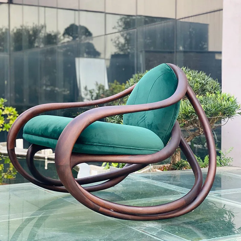 Creative Single Chair Black Walnut Wood Furniture Recliner Indoor Living Room Chaises Sofa Chair Armchair Nordic
