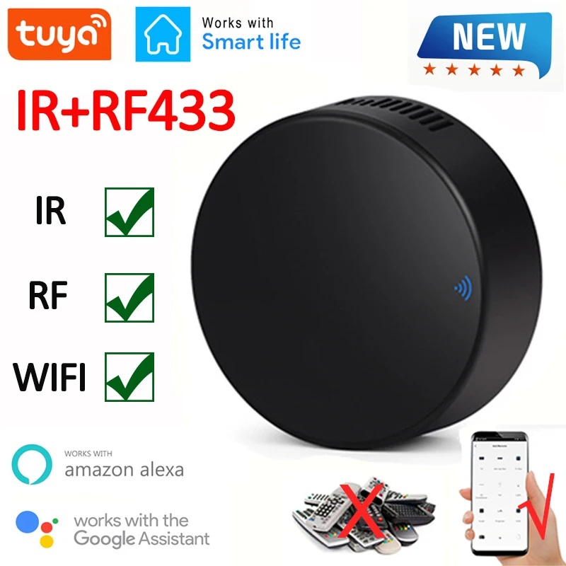 

Умный пульт дистанционного управления Tuya, Универсальный Инфракрасный пульт управления с поддержкой Wi-Fi, для кондиционера, телевизора, DVD, ...