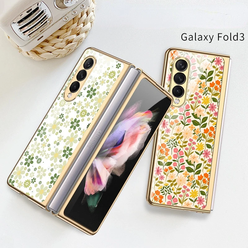

Electroplated Glass Case for Samsung Galaxy Z Fold3 Foldable Screen Phone Case W22 Galaxy Z Fold 3 Protective Cover