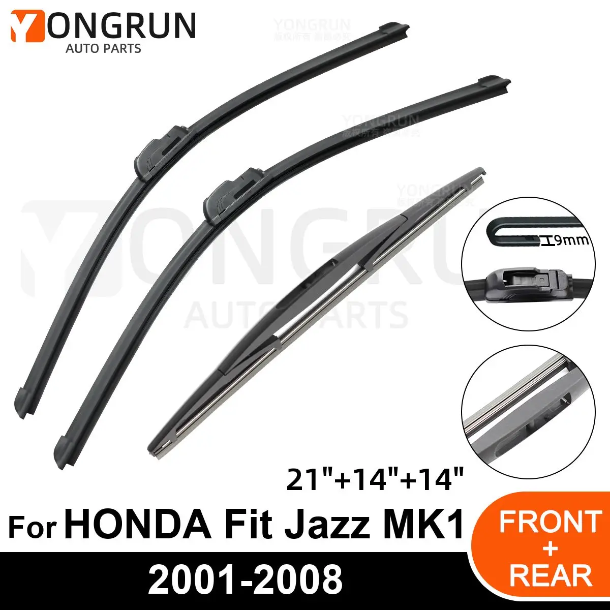 

Car Windshield Windscreen Front Rear Wiper Blade Rubber Accessories For HONDA Fit Jazz MK1 21"14"14" 2001 - 2005 2006 2007 2008