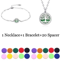 new mini stainless steel aromatherapy necklace diffuser pendant locket adjustable perfume bracelet set aromatherapy cute jewelry