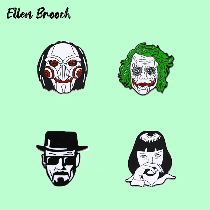 Джокер Значки эмалированные Маска Пила Фигурка Уолт Уайт Брошь Американский телесериал Значок Металлический Брошь Аксессуары