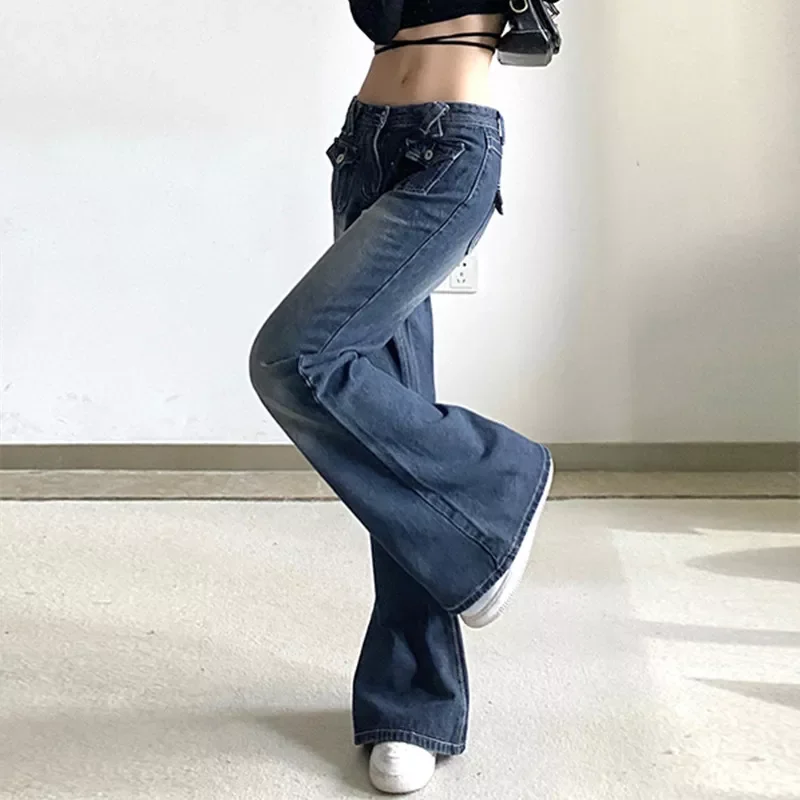 fashionable Low Waist Denim Jeans women Vintage Cute Chic Straight Pants wide leg  woman Streetwear Harajuku Grunge Clothes Trou
