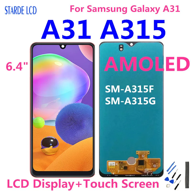 ЖК-дисплей AMOLED A31 6,4 дюйма для Samsung Galaxy A31 A315, ЖК-дисплей, сенсорный экран, дигитайзер в сборе, запасные части, Зеркальный/ЖК-дисплей DS